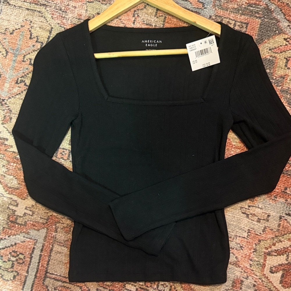American Eagle Outfitters Black Pointelle Sweater